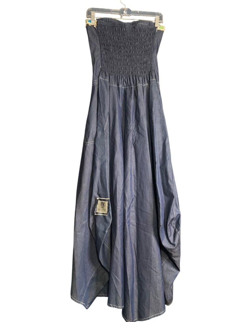 Vintage Strapless Denim Maxi Dress By In Love Paris - Picture 2 of 13